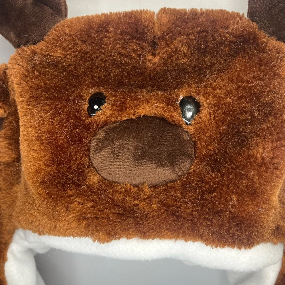 3 in 1 Moose Plush Hat with long scarf mittens and antlers